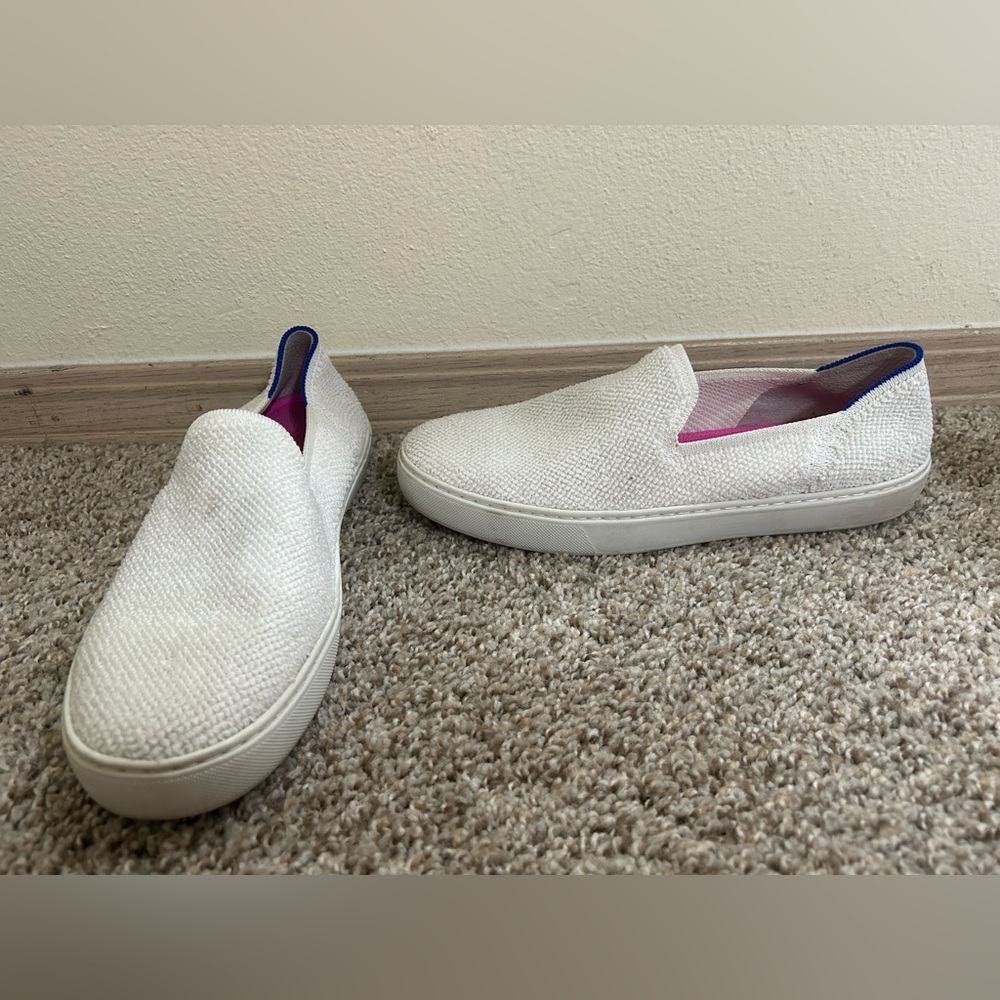 Rothy's Women's The Original Slip On Sneaker Size 9 White Terry Travel Shoe Flat